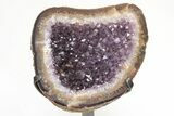 Sparkly, Amethyst Geode With Polished Rind on Metal Stand #209168-1